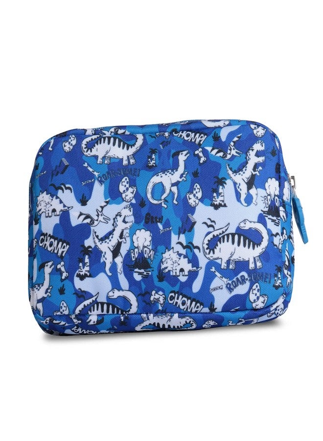 HAMSTER Canvas London Dyno Amigoes Pouch, Printed Pencil Case With Compartments for Students, Stationery Box - Blue - Image 3